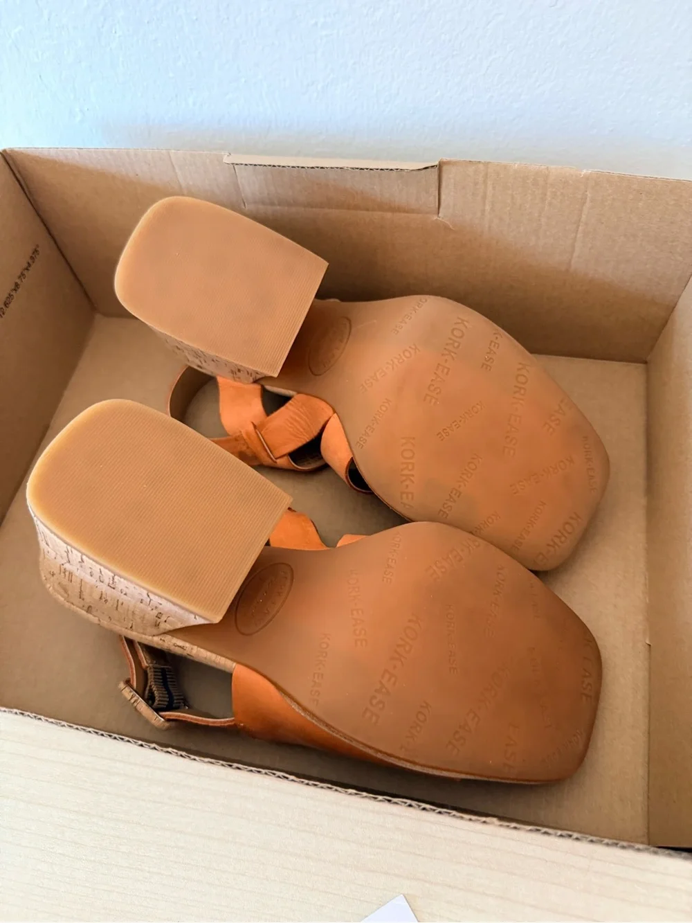 Kork-Ease Women’s 6 Orange Cork Block Heels